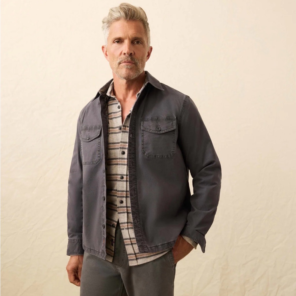 Faherty Lakeside Cpo Washed Charcoal Gray Shirt Jacket